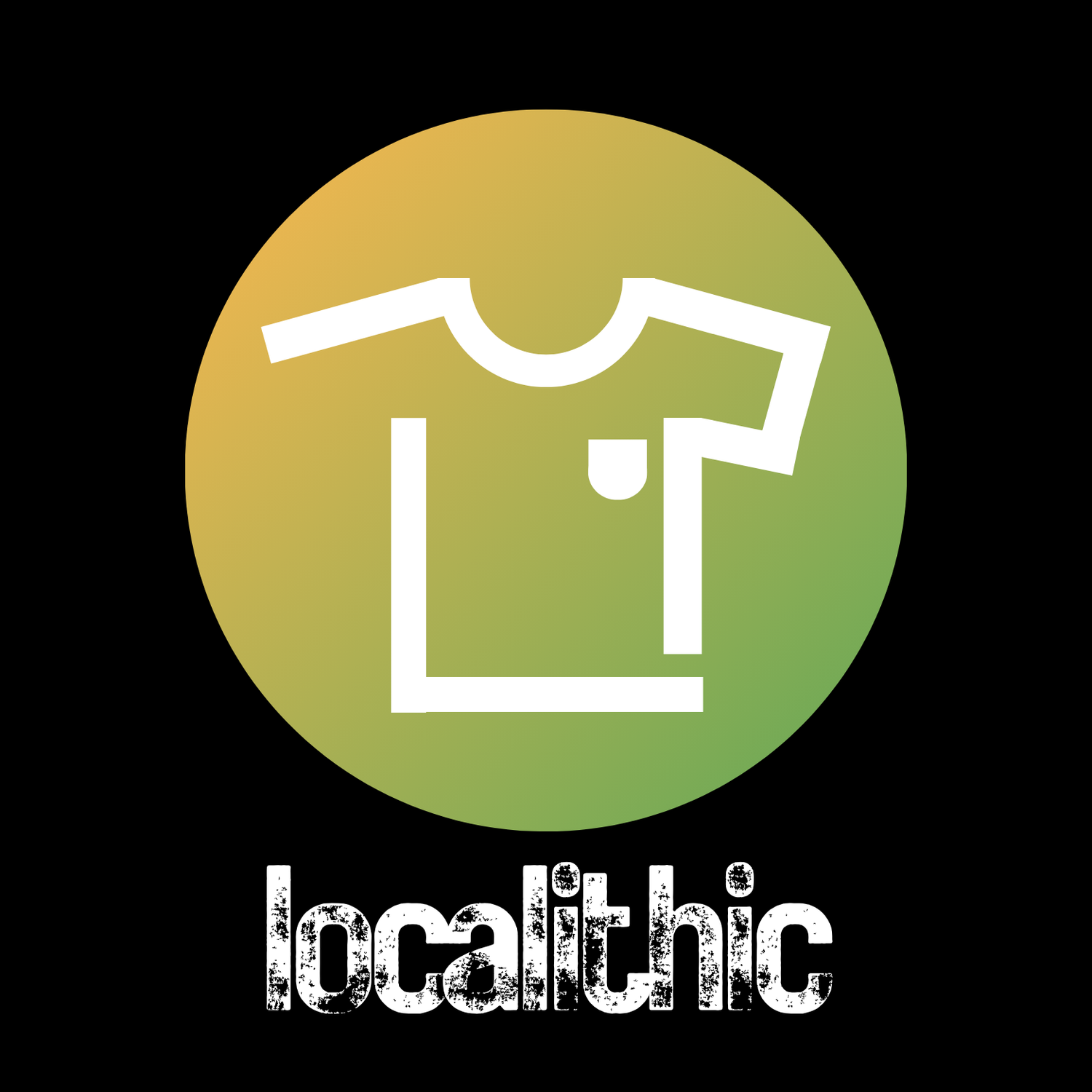 Logo of 'localithic' with a white shirt icon on a gradient yellow to green circle.

